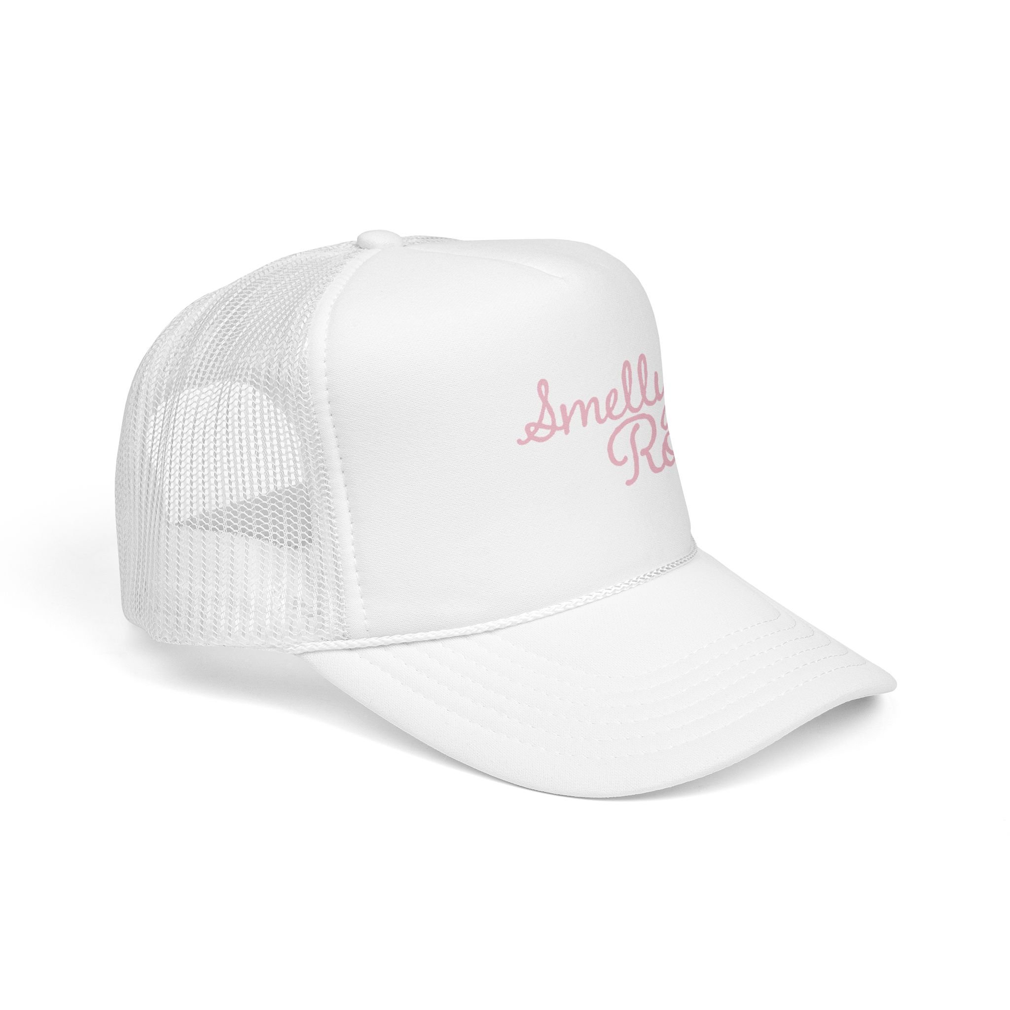 Smelly Roll Pink Trucker Hat — Cute Retro Script Foam Cap - Image 2